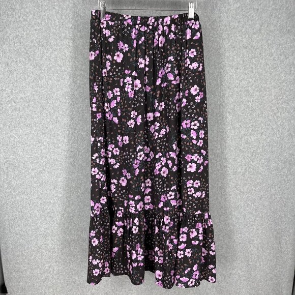 Saltwater Luxe Rex Maxi Skirt Size M Dark Floral Purple Tiered Layered HR NEW - Picture 5 of 13